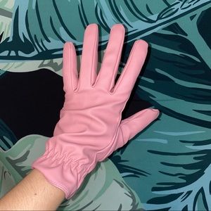 pink leather gloves